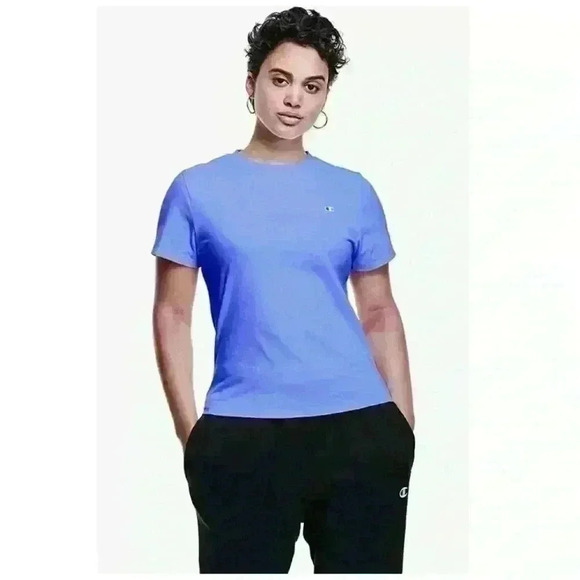 Champion Tops - Champion Womens Cotton Fitted T-Shirt Charming Blue Size S